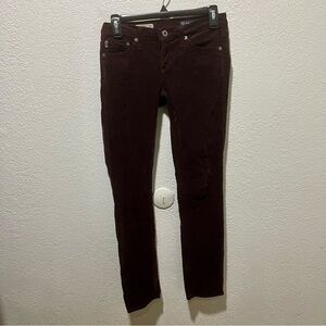 Ag Adriano Goldschmied The Stevie Slim Straight Brown Corduroy Pants